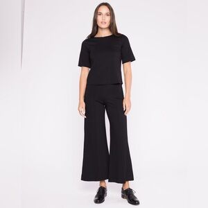 Ripley Radar BLACK PONTE KNIT WIDE LEG PANT: CROPPED